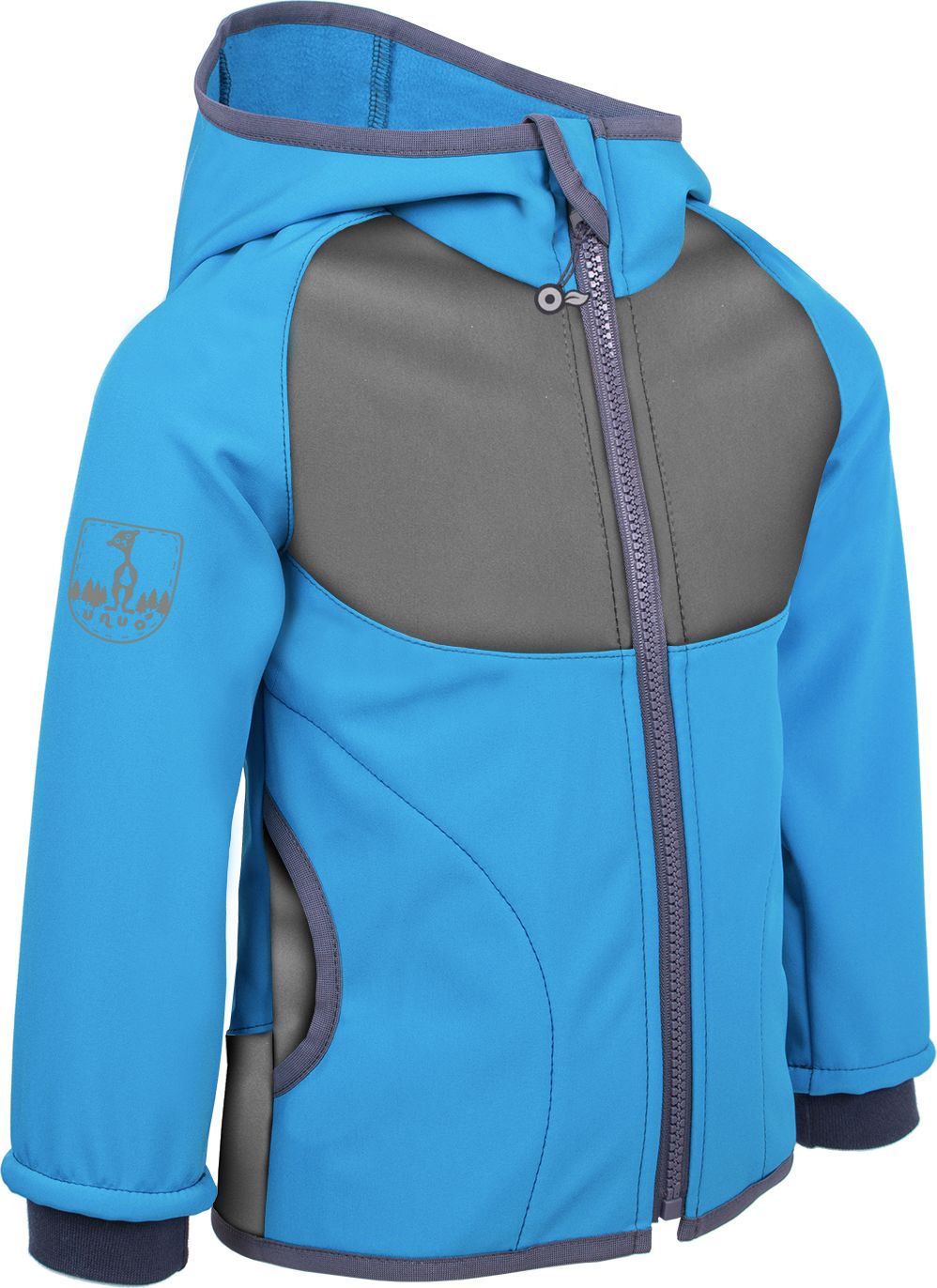 unuo Softshellová bunda s fleecem DUO tyrkysová + reflexní obrázek Evžen (fleece softshell jacket duo turquoise) Velikost (Size): 92/98 - obrázek 1