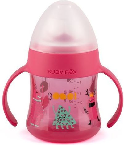 JÍDELNÍ | LÁHEV PRVNÍ S OUŠKY 150 ml Suavinex Booo RŮŽOVÁ - obrázek 1