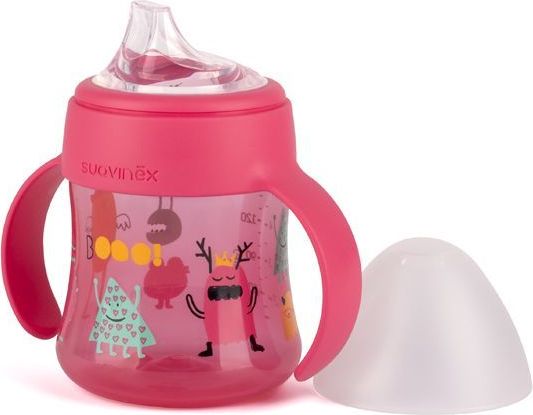JÍDELNÍ | LÁHEV PRVNÍ S OUŠKY 150 ml Suavinex Booo RŮŽOVÁ - obrázek 3