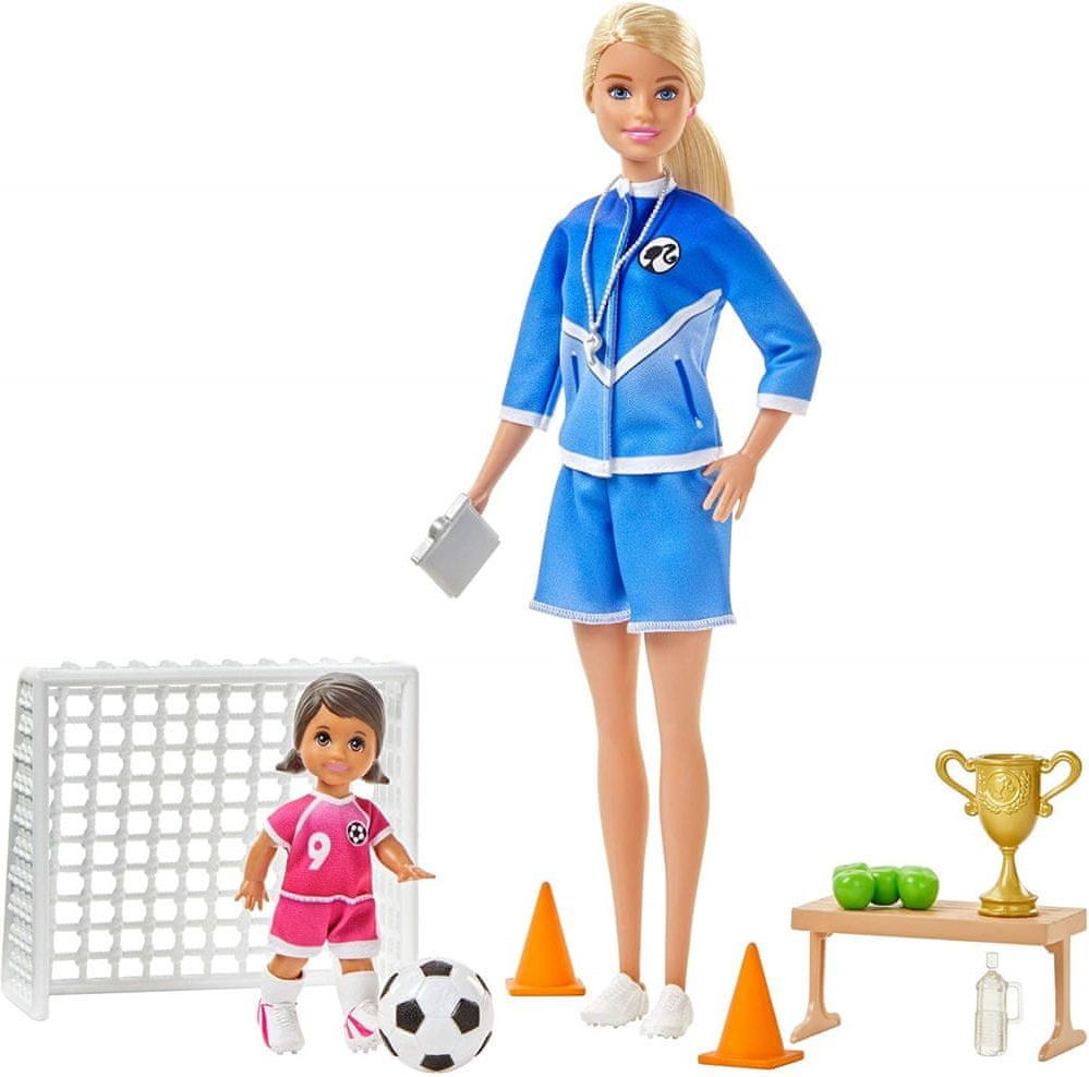 Mattel Barbie fotbalová trenérka s panenkou herní set blond trenérka - obrázek 1