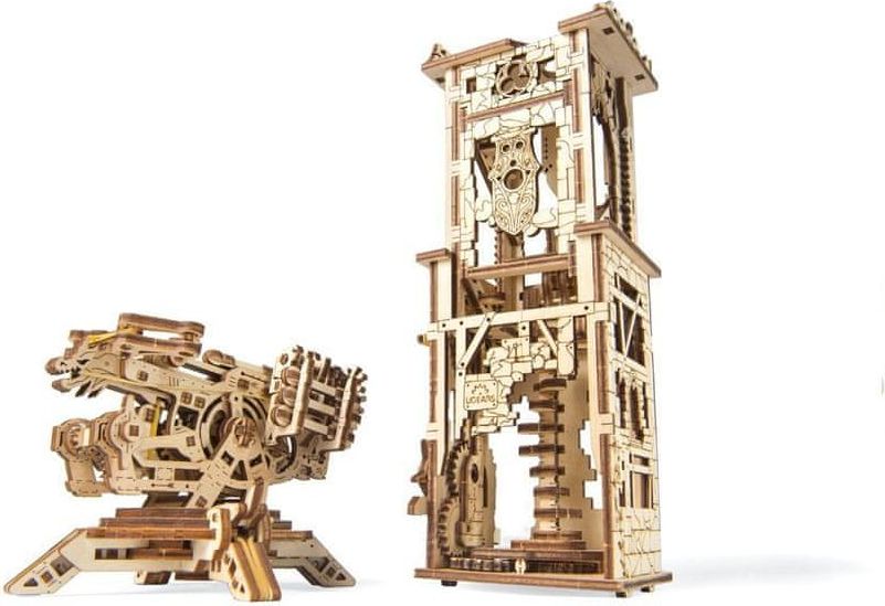 UGEARS 3D dřevěné mechanické puzzle Věž Archballista - obrázek 1