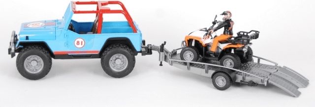 Bruder Závodní Jeep se čtyřkolkou a figurkou - obrázek 1