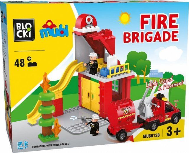 Blocki Blocki Mubi stavebnice Hasičská stanice typ LEGO DUPLO 48 dílů se světlem a zvukem - obrázek 1