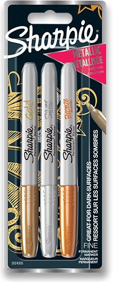 Sharpie Permanentní popisovač Fine sada 3 ks, metalické barvy 027368 - obrázek 1