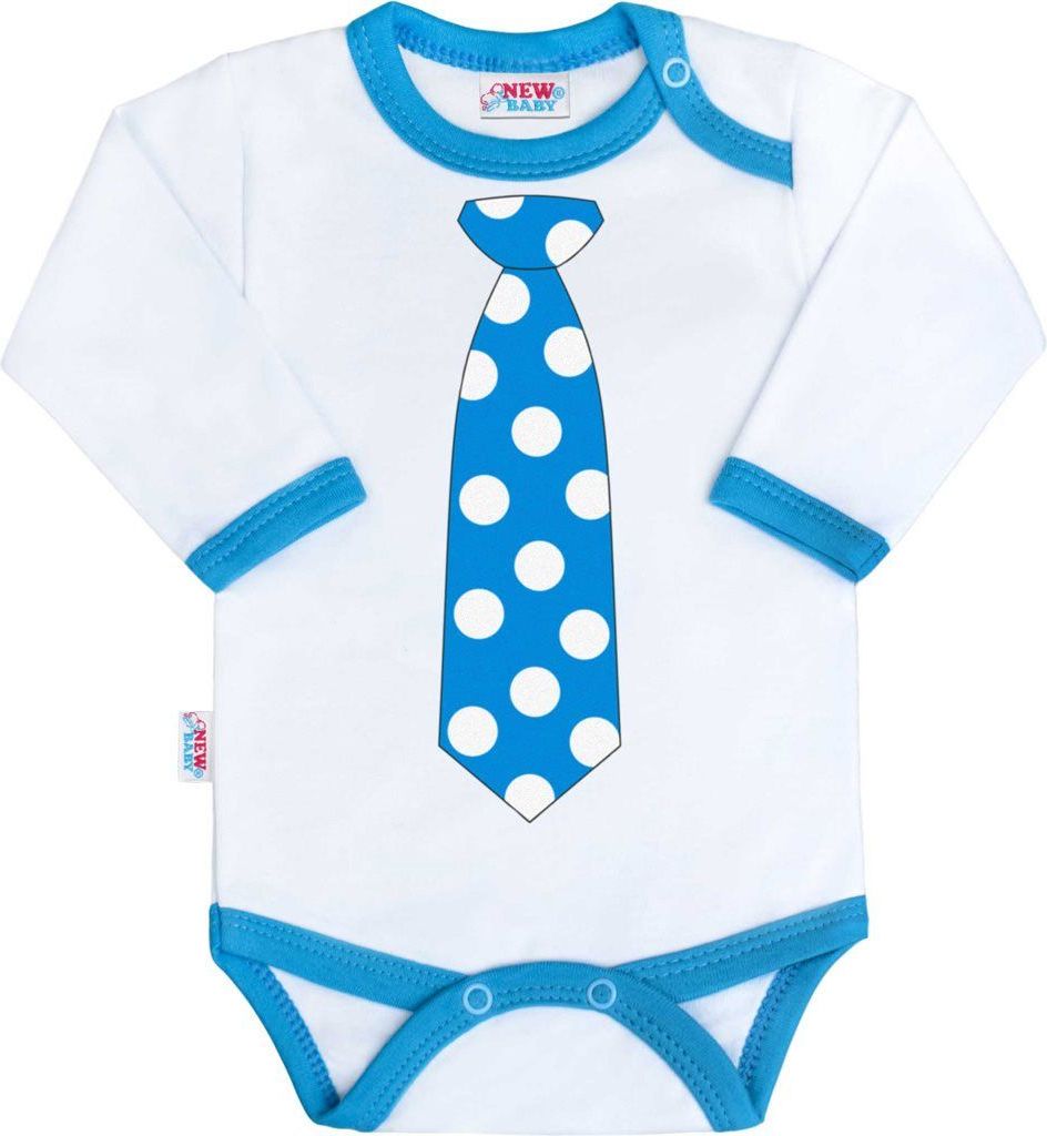 Body s potiskem New Baby s tyrkysovou kravatou&nbsp;-&nbsp;56 (0-3m) - obrázek 1