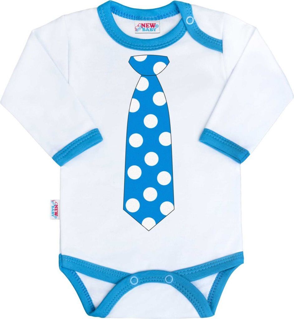 Body s potiskem New Baby s tyrkysovou kravatou - 56 (0-3m) - obrázek 1