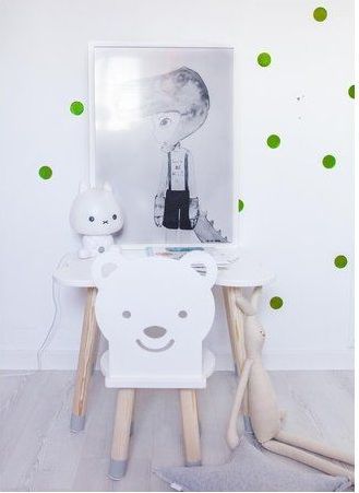 Dětská židlička méďa bílá s šedými nožkami