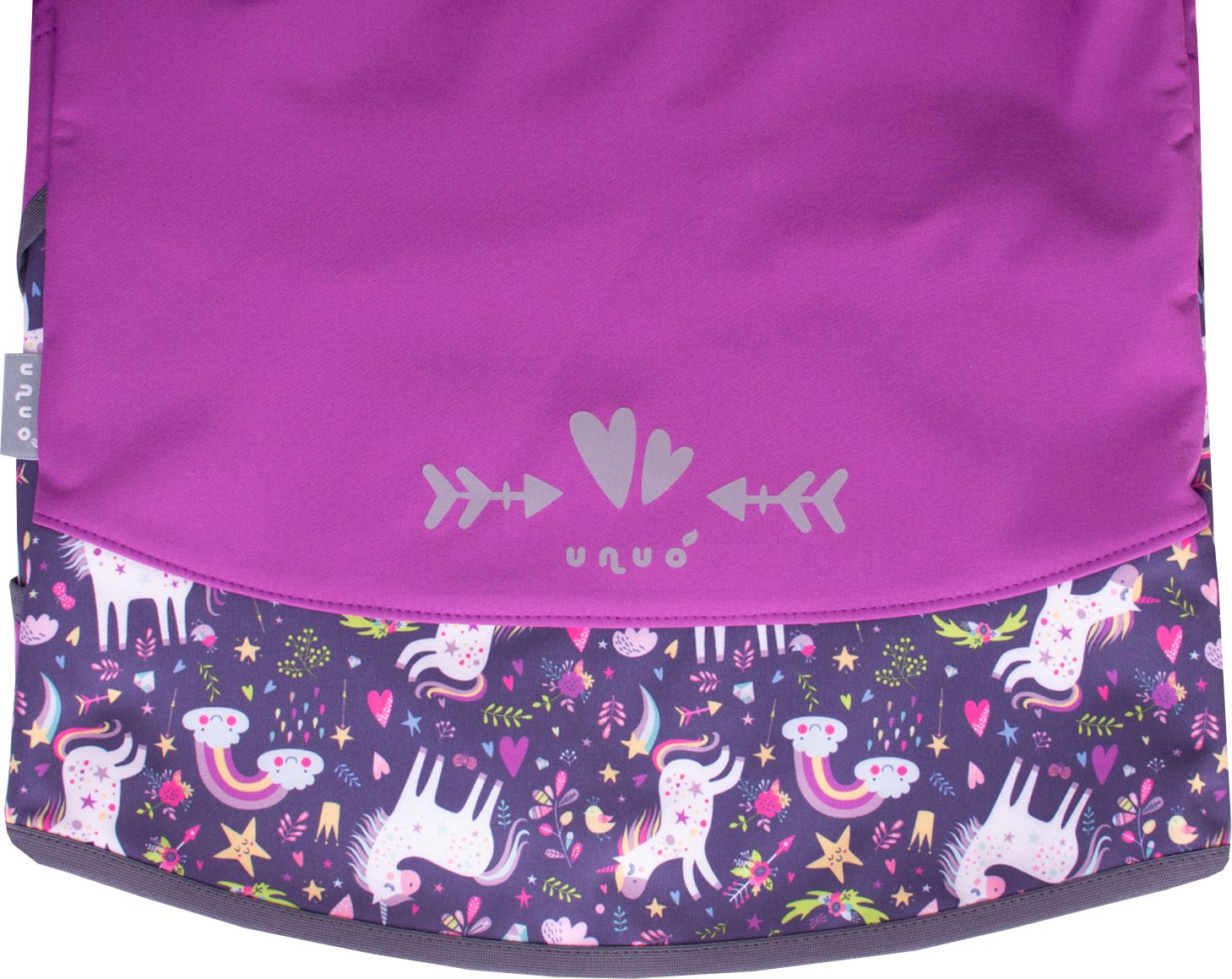 Unuo, Softshellová bunda s fleecem,  Ostružinová, Jednorožci ( Unuo softshell jacket printed) Velikost (Size): 98/104 - obrázek 2