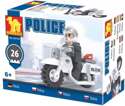 Dromader Stavebnica Policie Motorka 10cm - obrázek 1