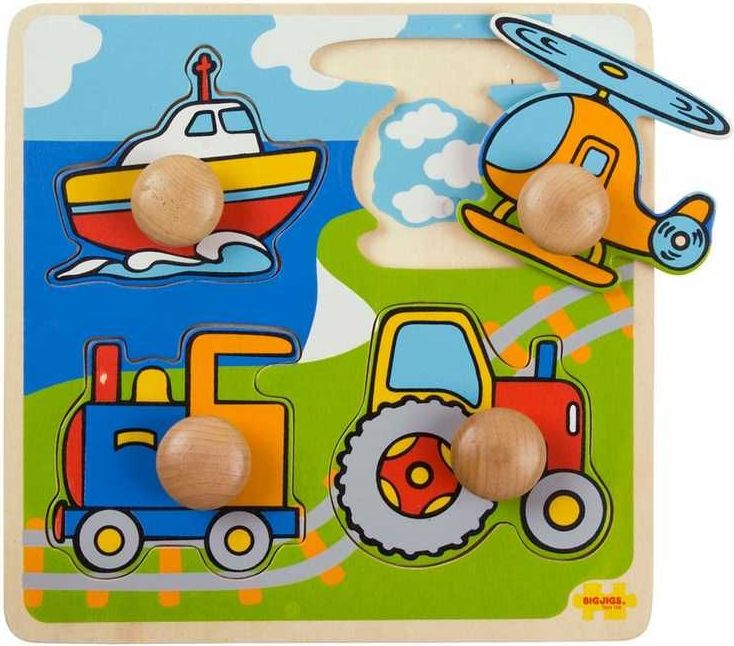 Puzzle pro nejmenší - Úchyt, Doprava, 4ks (Bigjigs) - obrázek 2