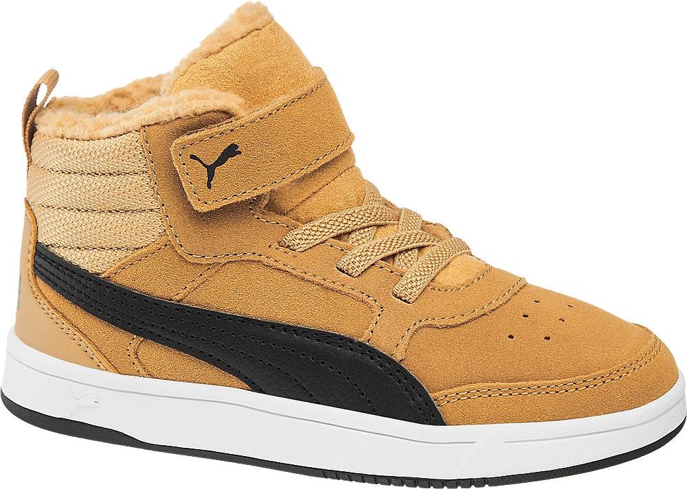 Deichmann - Puma Žlutohnědé kožené kotníkové tenisky na suchý zip Puma Rebound Street 31 žluto-hnědá - obrázek 1