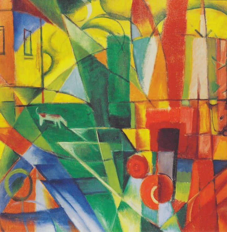 Grafika Puzzle 1500 dílků Franz Marc : Landschaft mit Haus, Hund und Rind, 19 - obrázek 1