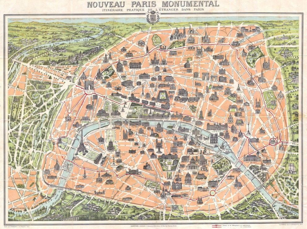 Grafika Puzzle 2000 dílků Plan of Paris, 1900 - obrázek 1