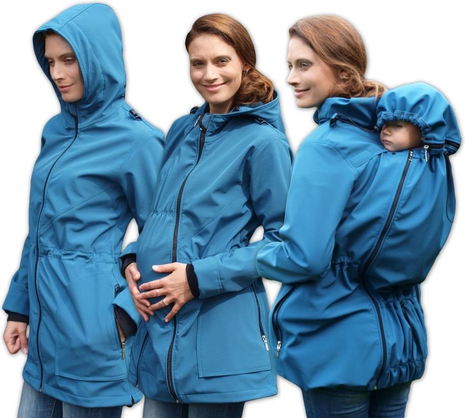 Jožánek ALICE 2- softshellová těhotenská a nosící bunda (pro nošení vpředu/vzadu), PETROLEJOVÁ, M/L - obrázek 1