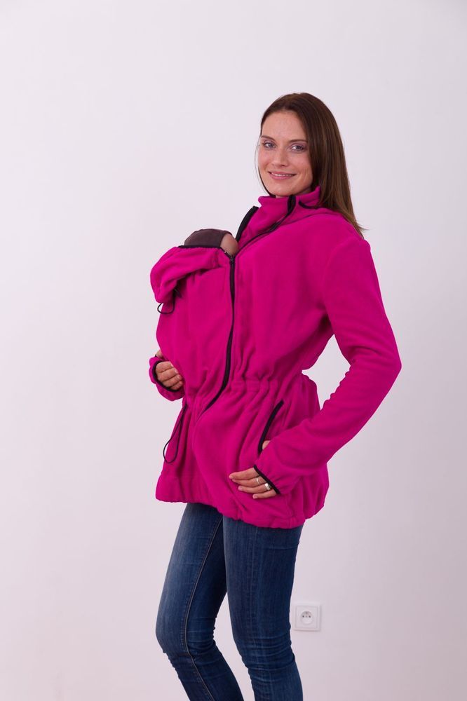 Jožánek NINA- nosící fleece mikina s kapucí ( pouze pro přední nošení ), sytě růžová L/XL - obrázek 1