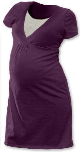Jožánek LUCIE- noční košile pro těhotné a kojící matky- KR, ŠVESTKA XXL/XXXL - obrázek 1