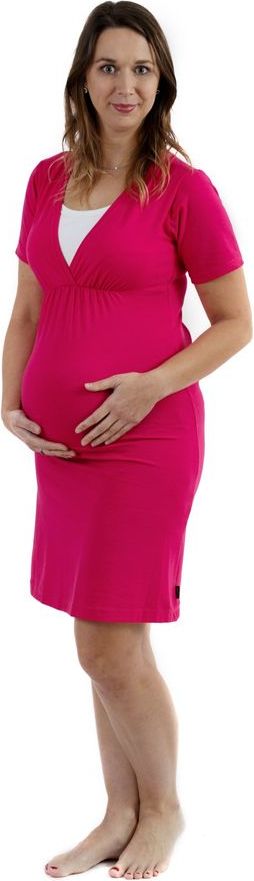 Jožánek LUCIE- noční košile pro těhotné a kojící ženy, KR, sytě růžová S/M - obrázek 1