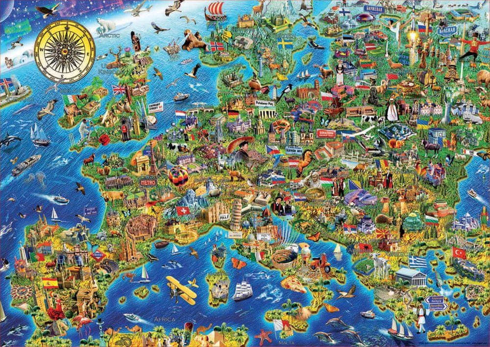 Educa Puzzle 500 dílků Crazy Europe map - obrázek 1