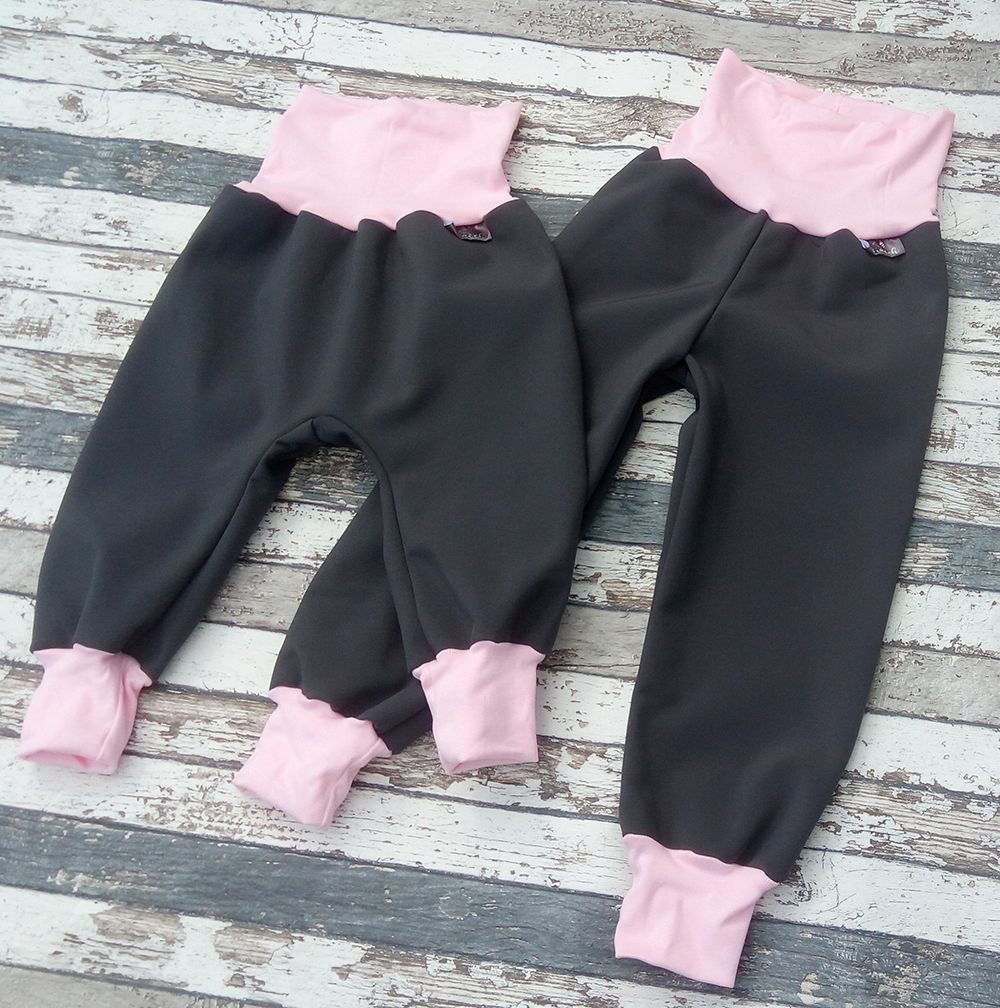 Softshellové kalhoty Yháček, zimní, šedá/světle růžová Velikost: 98 - obrázek 3