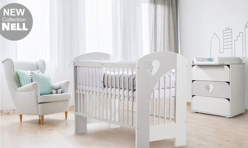 Klups Postýlka NELL 120x60 - Bílá s šedou - 120x60 - obrázek 3