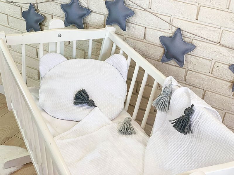 Baby Nellys Dětská vaflová 2 dílná sada Medvídek - bílý - obrázek 1