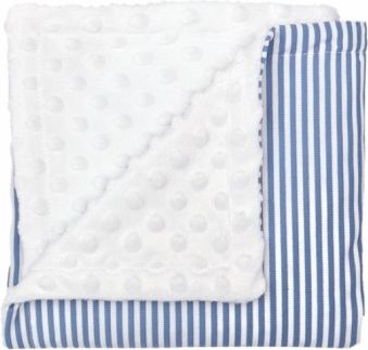 Mamatti Dětská deka, dečka minky, bavlna World, 75 x 90 cm - bílá, modré proužky - obrázek 1