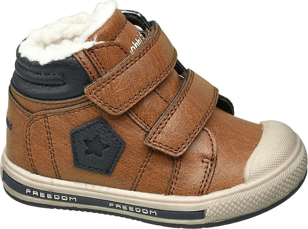 Deichmann - Bobbi-Shoes Hnědé dětské kotníkové tenisky na suchý zip Bobbi-Shoes 22 hnědá - obrázek 1