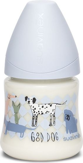 Suavinex Fusion Láhev savička silikon 0m+ 150 ml 1 ks modrý pes - obrázek 1