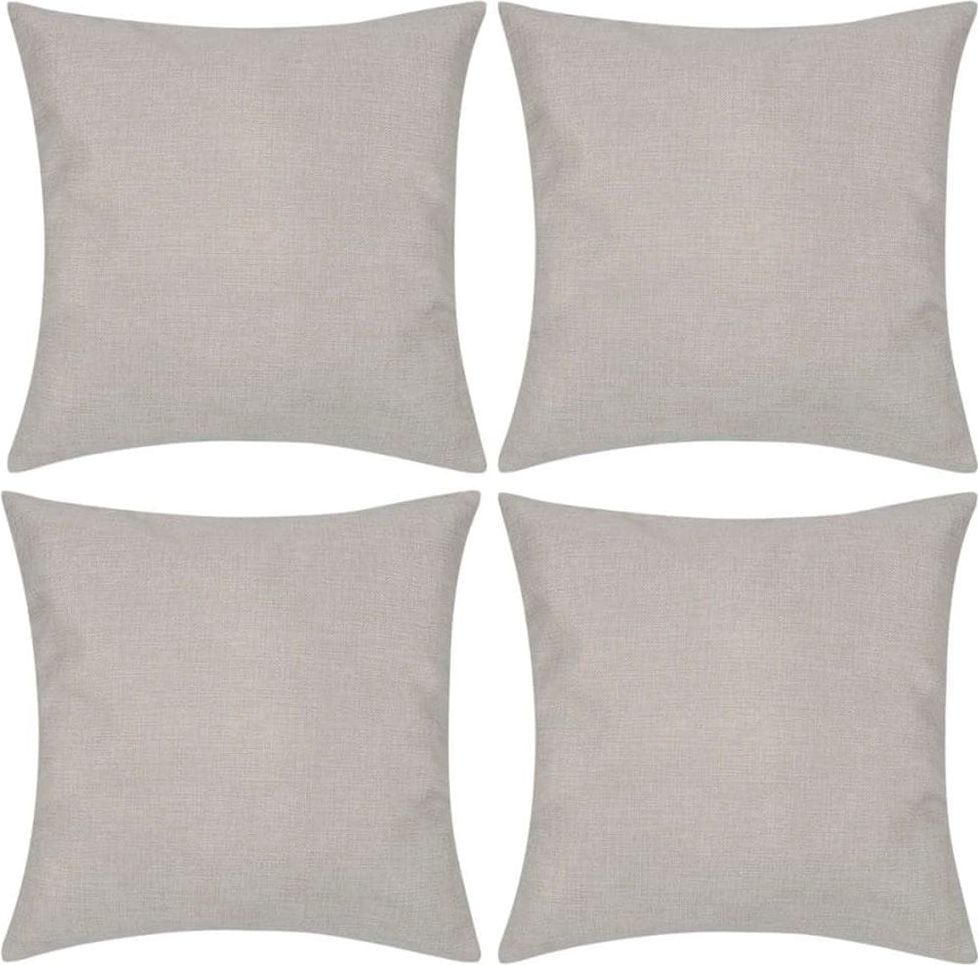 Vidaxl 4 béžové povlaky na polštářky, se vzhledem lnu 40 x 40 cm - obrázek 1
