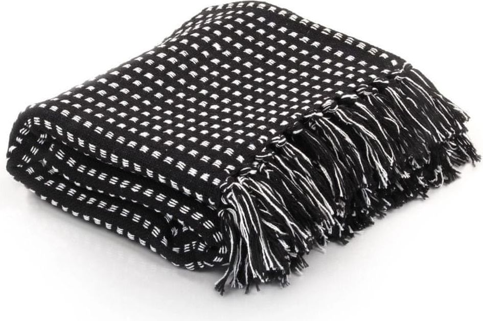 Vidaxl Bavlněný přehoz se čtverečky 125 x 150 cm černý - obrázek 1