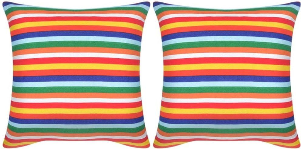 Vidaxl Povlaky na polštáře 2 ks, plátno s úzkými pruhy 80x80 cm - obrázek 1