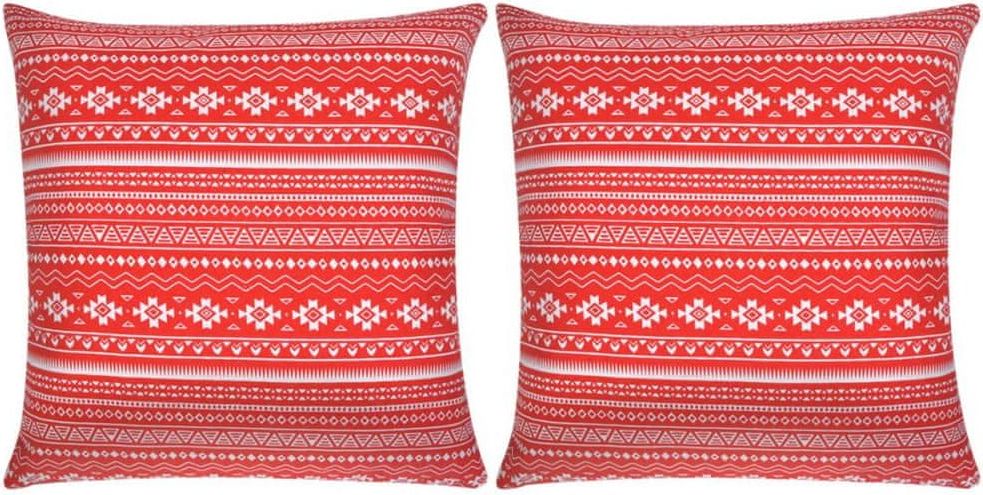 Vidaxl Povlak na polštář 2 ks, plátno, aztécký vzor, červený 80x80cm - obrázek 1