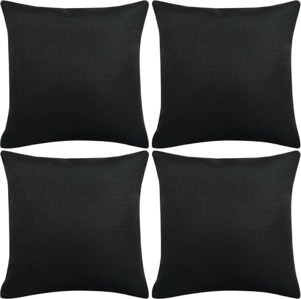 Vidaxl Povlaky na polštářek 4 ks, se vzhledem lnu černý 40x40 cm - obrázek 1