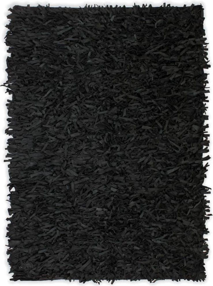 Vidaxl Koberec shaggy z pravé kůže 190 x 280 cm černý - obrázek 1