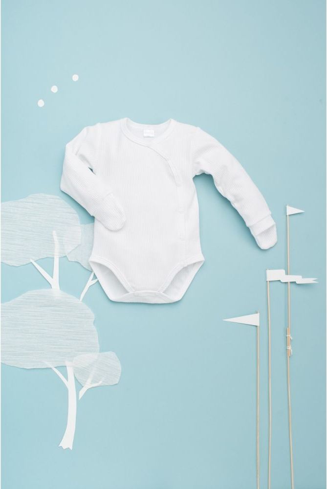 Body dlouhý rukáv rozepínací s rukavicemi Pinokio White 62 - obrázek 2