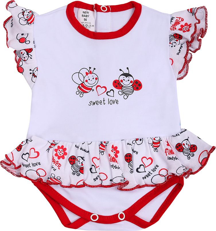 Kojenecké body s krátkým rukávem a volánkem New Baby Beruška - 68 (4-6m) - obrázek 1