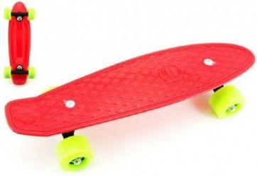 Skateboard - pennyboard 43cm, nosnost 60kg plastové osy, červený, zelená kola - obrázek 1