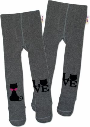 Baby Nellys Bavlněné punčocháče I Love Cat - grafit - obrázek 1