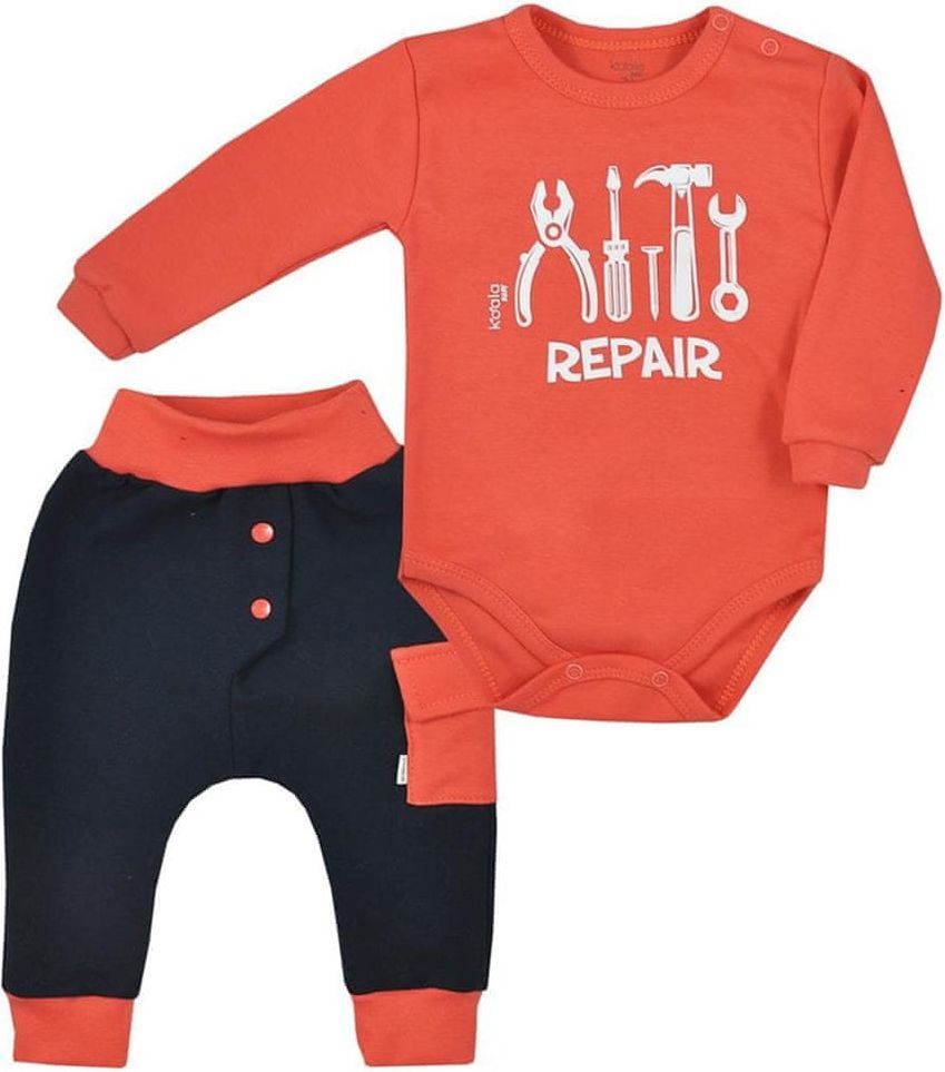 KOALA 2-dílná bavlněná kojenecká souprava Koala Repair dark peach - 2-dílná bavlněná kojenecká souprava Koala Repair dark peach - obrázek 1