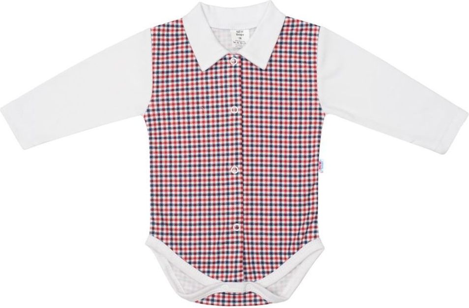 NEW BABY Kojenecké celorozepínací Polo body New Baby Checkered bílé - Kojenecké celorozepínací Polo body New Baby Checkered bílé - obrázek 1
