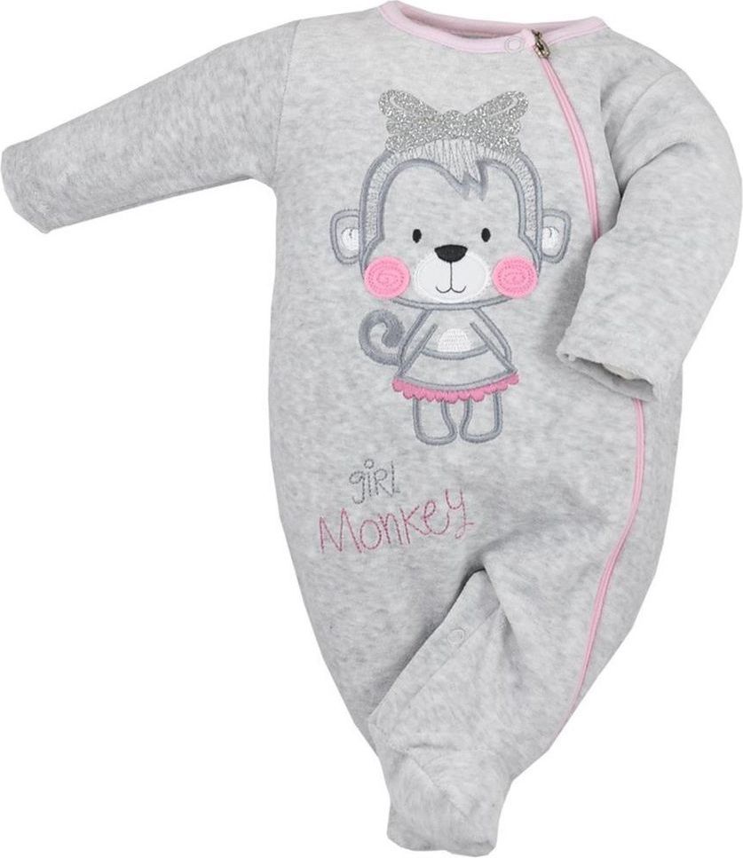 KOALA Kojenecký semiškový overal Koala Monkey šedo-růžový - Kojenecký semiškový overal Koala Monkey šedo-růžový - obrázek 1