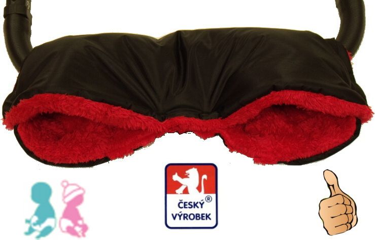 Zimní rukávník na kočárek Fantasie Lux černý/červený Lama - obrázek 1