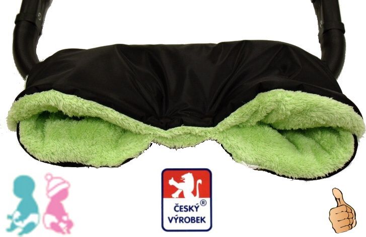 Zimní rukávník na kočárek černý/zelený Lama LUX Fantasie - obrázek 1