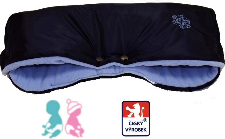 Zimní rukávník na kočárek, Dětský svět, černá/modrá, klasický - obrázek 1
