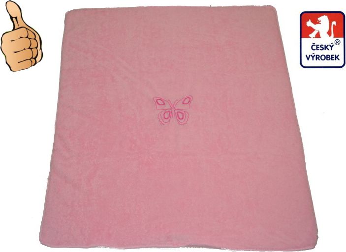 Dětská deka do kočárku Lama, růžová s motýlkem - obrázek 1