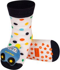 SOXO Ponožky s chrastítkem AUTO bílé Velikost: 19-21 - obrázek 1