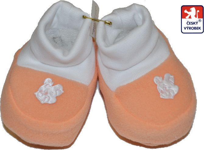 Kojenecké papučky, Dětský svět, fleece, pomeranč - obrázek 1
