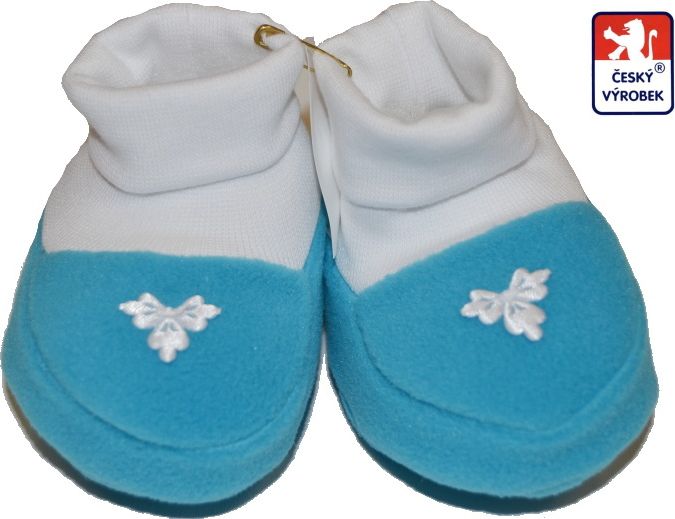 Kojenecké papučky, Dětský svět, fleece, tyrkys - obrázek 1