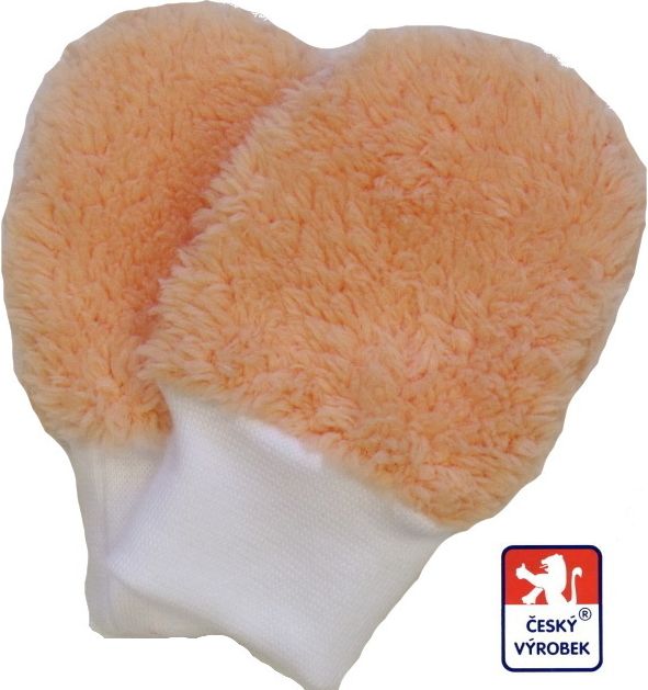 Dětské/kojenecké rukavičky ťapky Lama, oranžové vel.1 - obrázek 1