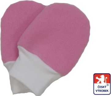 Dětské/kojenecké rukavičky ťapky fleece, růžové vel.1 - obrázek 1